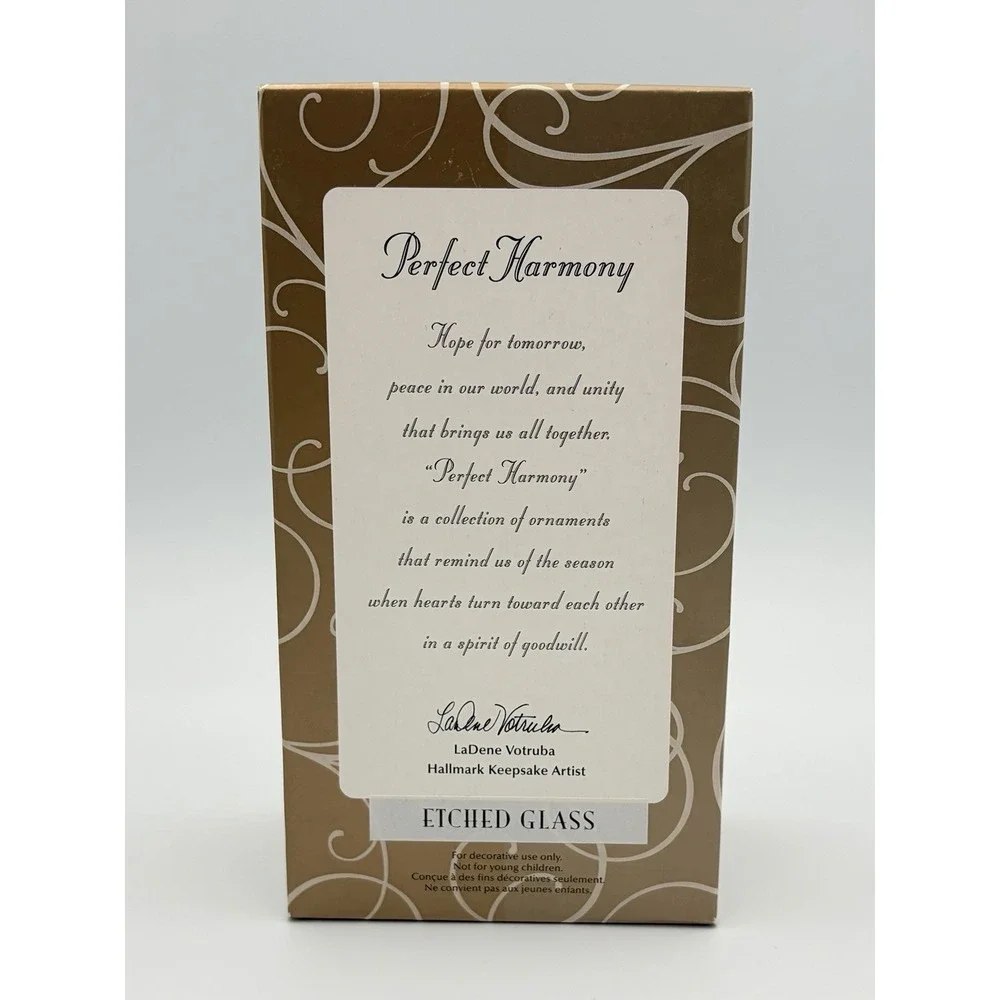 Hallmark Keepsake Ornament Perfect Harmony Etched Glass Purple Gold 2002 Vintage